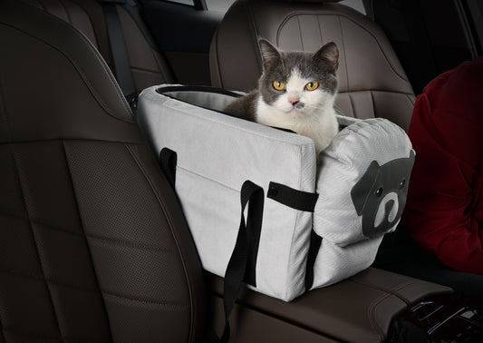 Grey Pet Car Booster – Small Dog & Cat Seat