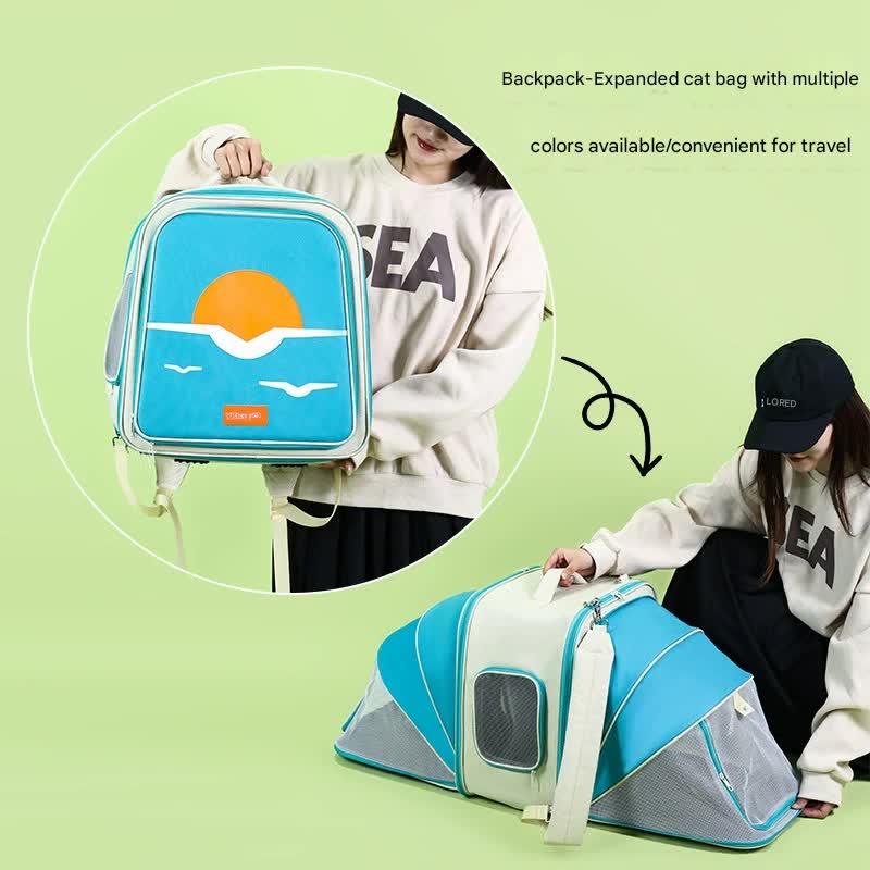 Expandable Pet Backpack – Breathable Carrier for Cats & Small Dogs