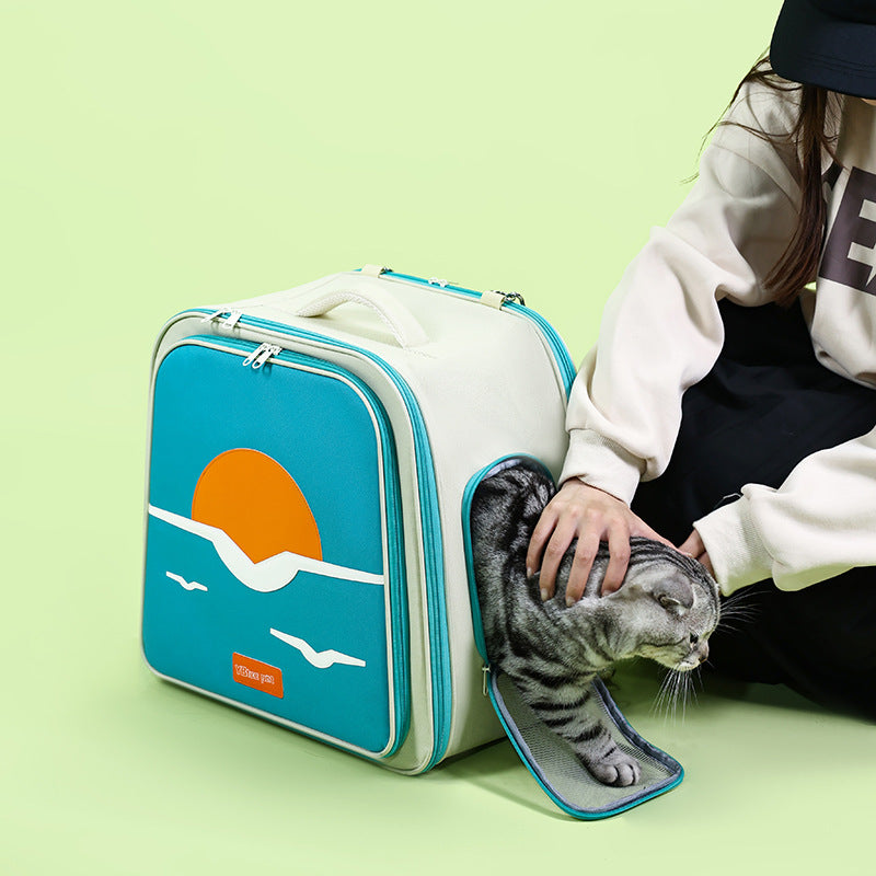 Expandable Pet Backpack – Breathable Carrier for Cats & Small Dogs