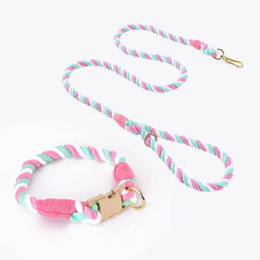 Handmade Rope Dog Collar & Leash Set - Small