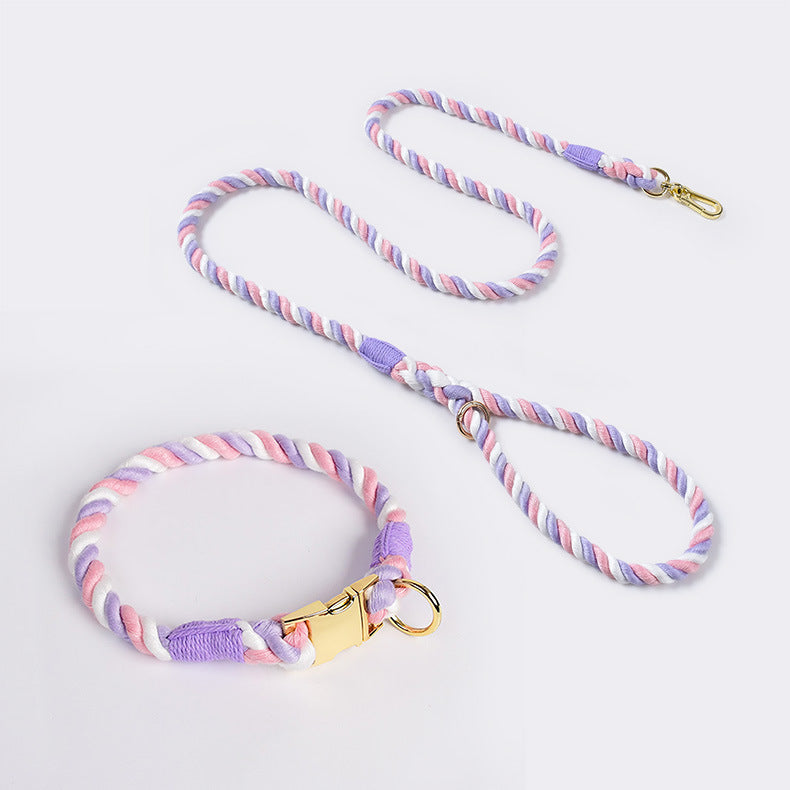 Handmade Rope Dog Collar & Leash Set - Large