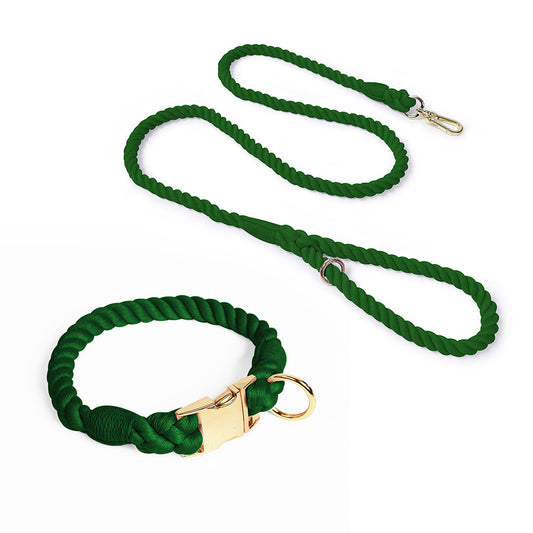 Handmade Rope Dog Collar & Leash Set - Medium