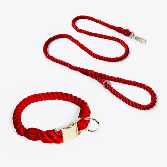Handmade Rope Dog Collar & Leash Set - Large