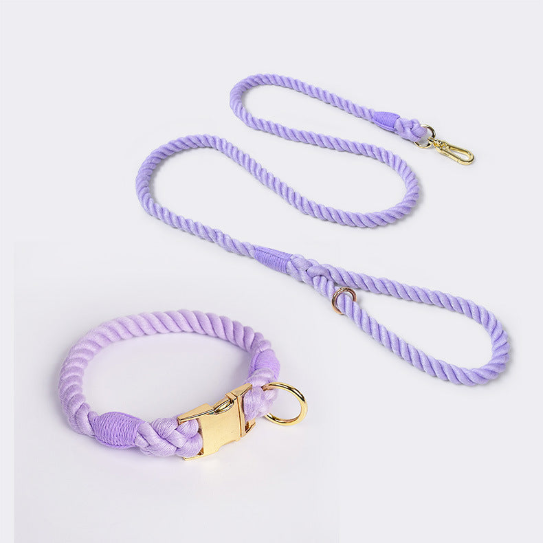 Handmade Rope Dog Collar & Leash Set - Large