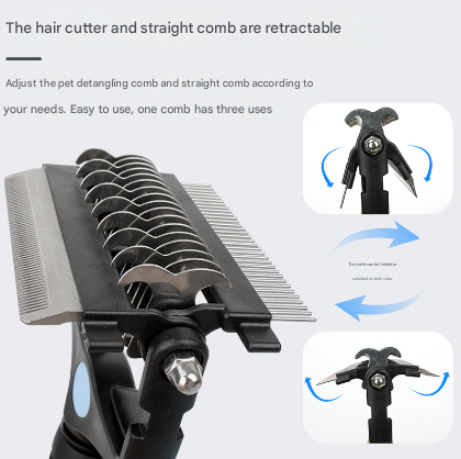 3-in-1 Pet Grooming Tool – Dematting, Deshedding & Finishing Brush
