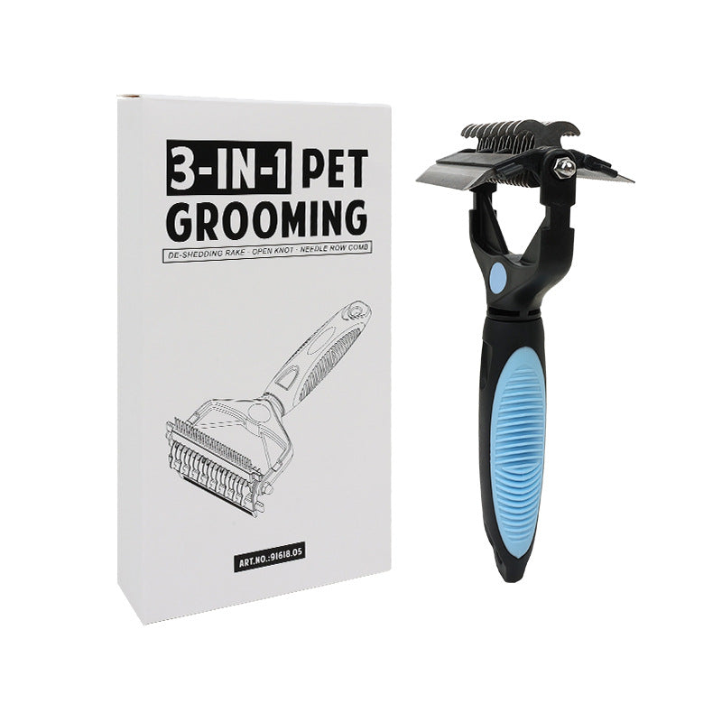 3-in-1 Pet Grooming Tool – Dematting, Deshedding & Finishing Brush